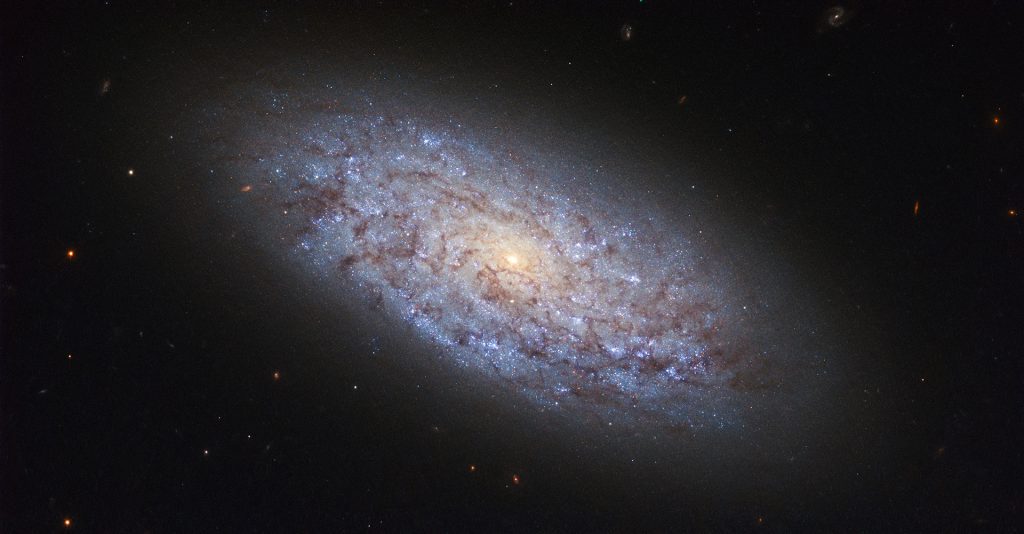 Le sujet de cette image du télescope spatial Hubble de la NASA/ESA est une galaxie naine nommée NGC 5949. Grâce à sa proximité avec la Terre - elle se trouve à une distance d'environ 44 millions d'années-lumière de nous, la plaçant dans le voisinage cosmique de la Voie lactée - NGC 5949 est une cible parfaite pour les astronomes pour étudier les galaxies naines.